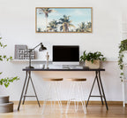 Sylvie Coastal Coconut Palm Tree Beach Framed Canvas by The Creative Bunch Studio