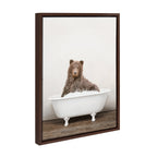 Sylvie Bear Rustic Bubble Bath Framed Canvas by Amy Peterson Art Studio