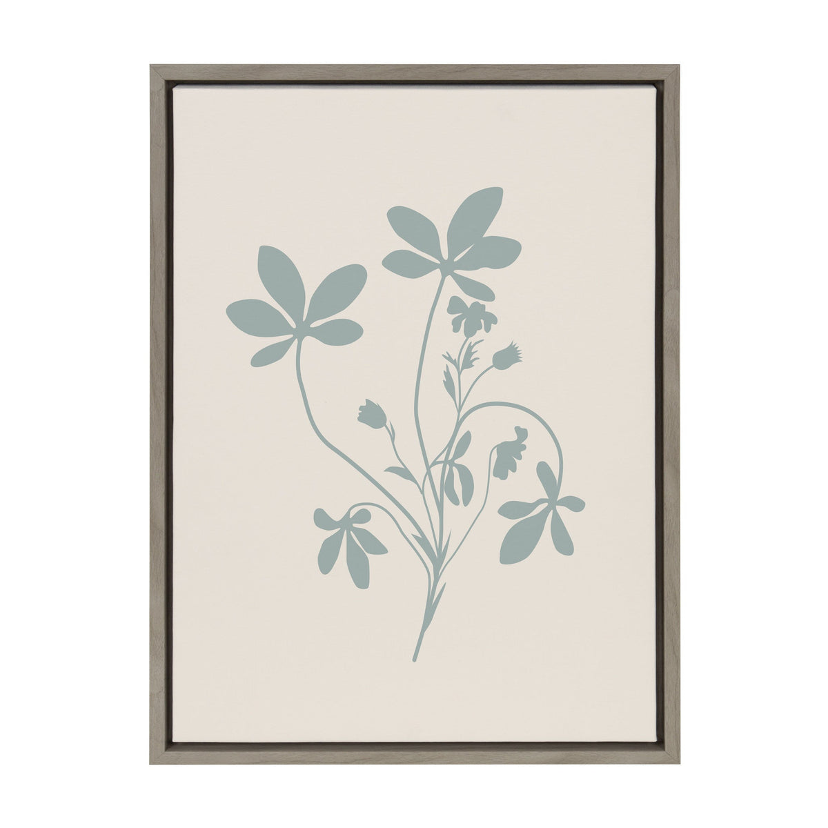 Sylvie Soft and Simple Feminine Blue Botanical Framed Canvas by The Creative Bunch Studio