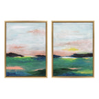 Sylvie Golden Peach Coast l and II Framed Canvas Art Set by Nikita Jariwala