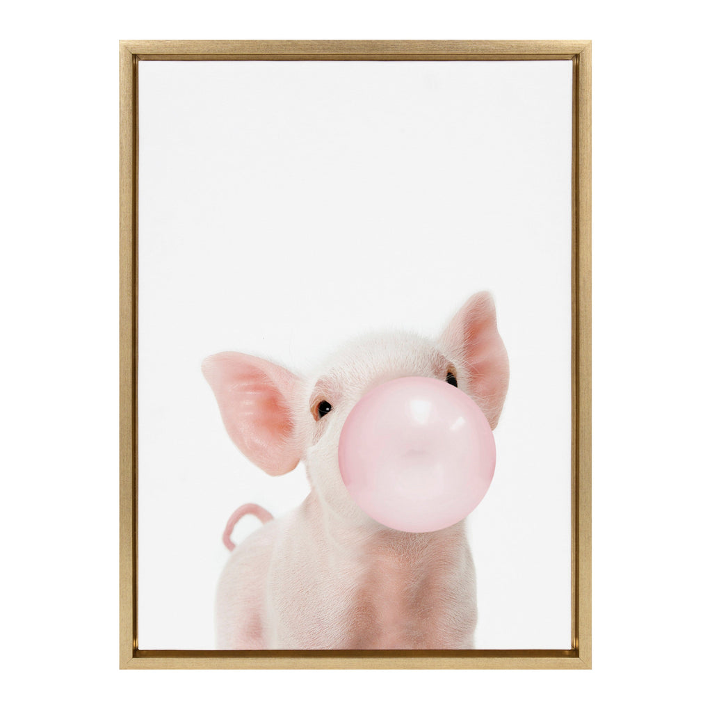Sylvie Bubble Gum Piglet Framed Canvas by Amy Peterson Art Studio