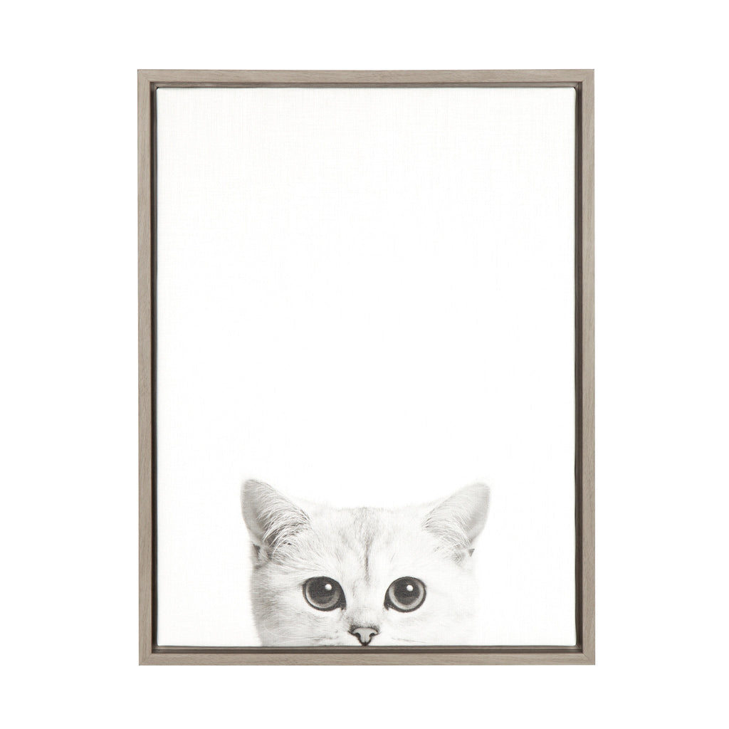 Sylvie Kitty Framed Canvas by Simon Te of Tai Prints
