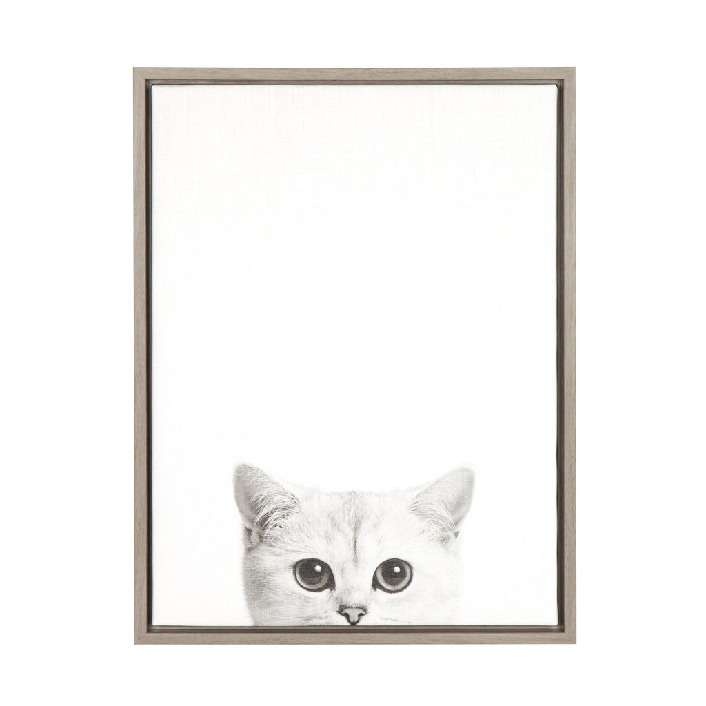 Sylvie Kitty Framed Canvas by Simon Te of Tai Prints