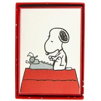 Graphique Peanuts Typewriter Boxed Notecards, 16 Snoopy At Typewriter Cards Embellished With Glitter, With Matching Envelopes And Storage Box, 3.25 X 4.75