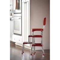 Cosco Retro Counter Chair/Step Stool, Sliding, Red