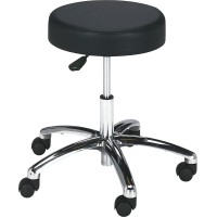 Safco Products Lab Stool, Pneumatic Lift 3431Bl, Black, Chrome Base, Height-Adjustable Base, Easy-To-Clean Vinyl Stool