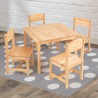 Kidkraft Wooden Farmhouse Table & 4 Chairs Set, Children'S Furniture For Arts And Activity - Natural, Gift For Ages 3-8