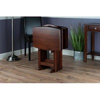 Winsome 94517 5Pc Tv Table, Angle Shaped Tables With Stand-Walnut