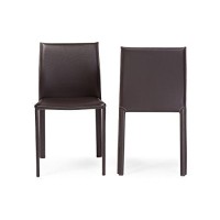 Baxton Studio Leather Dining Chair, Set Of 2, Espresso Brown