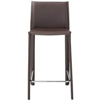 Baxton Studio Crawford Brown Leather Counter Height Stool