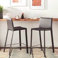 Baxton Studio Crawford Brown Leather Counter Height Stool