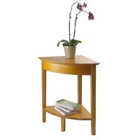 Winsome Wood Corner Desk With Shelf, Honey