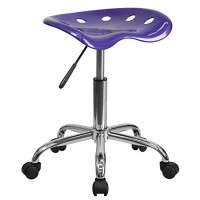 Flash Furniture Vibrant Violet Tractor Seat And Chrome Stool