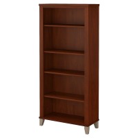 Bush Furniture Tall 5 Shelf Bookcase, Hansen Cherry, 30W X 13D X 65H