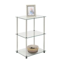 Convenience Concepts Designs2Go Classic Glass Tall 3 Tier End Table, Glass