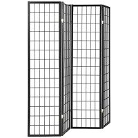 Ore International 4-Panel Shoji Screen Room Divider, Black
