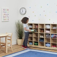 Ecr4Kids 25 Cubby Mobile Tray Storage Cabinet, 5X5, Classroom Furniture, Natural
