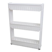 Ideaworks Slide Out Storage Tower White, 3-Tier, 44D X 95W X 218H
