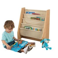 Kidkraft Wood And Canvas Sling Bookshelf Furniture For Kids - Natural, Gift For Ages 3+