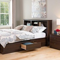 Prepac Stylish Fullqueen Headboard With 3 Compartments, Deep Bookcase Style Headboard For Fullqueen Size Beds 11 D X 6575 W X 43 H, Espresso, Esh-6643