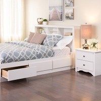 Prepac Stylish Fullqueen Headboard With 3 Compartments, Deep Bookcase Style Headboard For Fullqueen Size Beds 11 D X 6575 W X 43 H, White, Wsh-6643