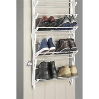 Whitmor Over The Door Shoe Rack, Fold-Up Non-Slip Bars, 36 Pair, White