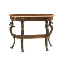 Powell Furniture Masterpiece Floral Demilune Powell Console Table, Brown And Gold 42 X 315 X 155