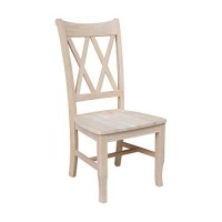 International Concepts Set Of Two Double X-Back Dining Chair, 19.9W X 22D X 41.3H, Wood Unfinished