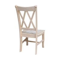 International Concepts Set Of Two Double X-Back Dining Chair, 19.9W X 22D X 41.3H, Wood Unfinished