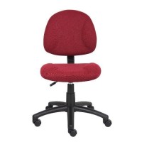 Boss Office Products Perfect Posture Delux Fabric Task Chair Without Arms In Burgundy