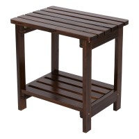 Shine Company 4104Bb Providence Rectangular Adirondack Outdoor Side Table | Wood Accent Table For Indoor/Outdoor - Burnt Brown