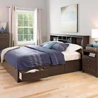 Prepac Mates King 6-Drawer Minimalist Platform Storage Bed, Contemporary King Bed With Drawers 815 D X 785 W X 1875 H, Espresso, Ebk-8400-K
