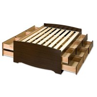Prepac Captains Platform Storage Bed With 12 Drawers, Queen, Espresso