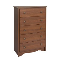 Prepac Sonoma Traditional 5-Drawer Tall Dresser For Bedroom, Functional Bedroom Dresser Chest Of Drawers 16 D X 31.5 W X 45.12 H, Cherry, Cdc-3345