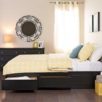 Prepac Mates Queen 6-Drawer Minimalist Platform Storage Bed, Contemporary Queen Bed With Drawers 815 L X 63 W X 1875 H, Black, Bbq-6200-3K