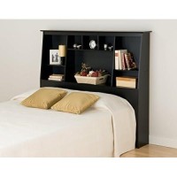 Prepac Tall Slant-Back Bookcase Headboard, Black, Full/Queen