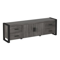 Walker Edison Industrial Modern Wood Universal Tv Stand With Cabinet Doors For Tv'S Up To 80 Living Room Storage Shelves Entertainment Center, 70 Inch, Charcoal