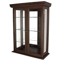 Design Toscano Country Tuscan Hardwood Glass Wall Mounted Storage Curio Cabinet Brown