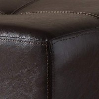 Baxton Studio Nox Brown Leather Ottoman , Dark Brown , Small -