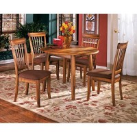Signature Design By Ashley Berringer Dining Room Round Drop Leaf Table, Rustic Brown