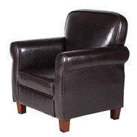 Homepop Youth Leatherette Club Chair, Dark Brown