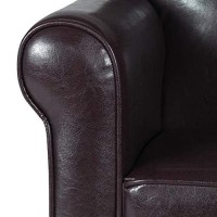 Homepop Youth Leatherette Club Chair, Dark Brown