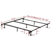 Kings Brand Furniture 7-Leg Adjustable Metal Bed Frame With Center Support Rug Rollers And Locking Wheels For Queen/Full/Full Xl/Twin/Twin Xl Beds