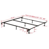 Kings Brand Furniture 7-Leg Adjustable Metal Bed Frame With Center Support Rug Rollers And Locking Wheels For Queen/Full/Full Xl/Twin/Twin Xl Beds