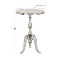 Deco 79 Traditional Aluminum Round Accent Table, 15 X 15 X 22, Silver