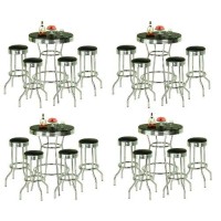 The Furniture Cove 4 Sets Of 5 Piece Retro Black Bistro Table & Pub Set With 4 Barstools