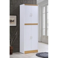 Hodedah 4 Door Kitchen Pantry With Four Shelves, White