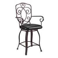 Linon Crested Back Swivel Counter Stool 24