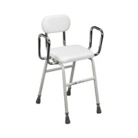Drive Medical 12455 Handicap Bathroom Bench With Back And Arms, White