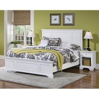 Homestyles Naples Queen Bed With Wood Raised Panel Headboard Footboard And Matching Rails, White